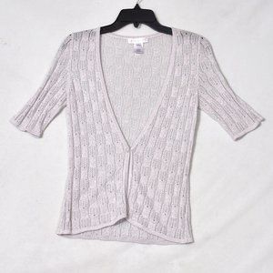 White House Black Market Silver Women's Singel Button Cardigan Sweater Size Smal